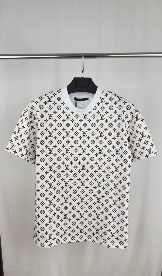 Louis Vuitton Monogram Print T-Shirt Mens in 2 Colors Best Sale UK Reps AAA Quality