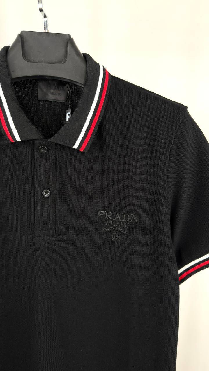 Prada Piquet Short Sleeve Polo Shirts Mens in 2 Colors UK Reps AAA Quality