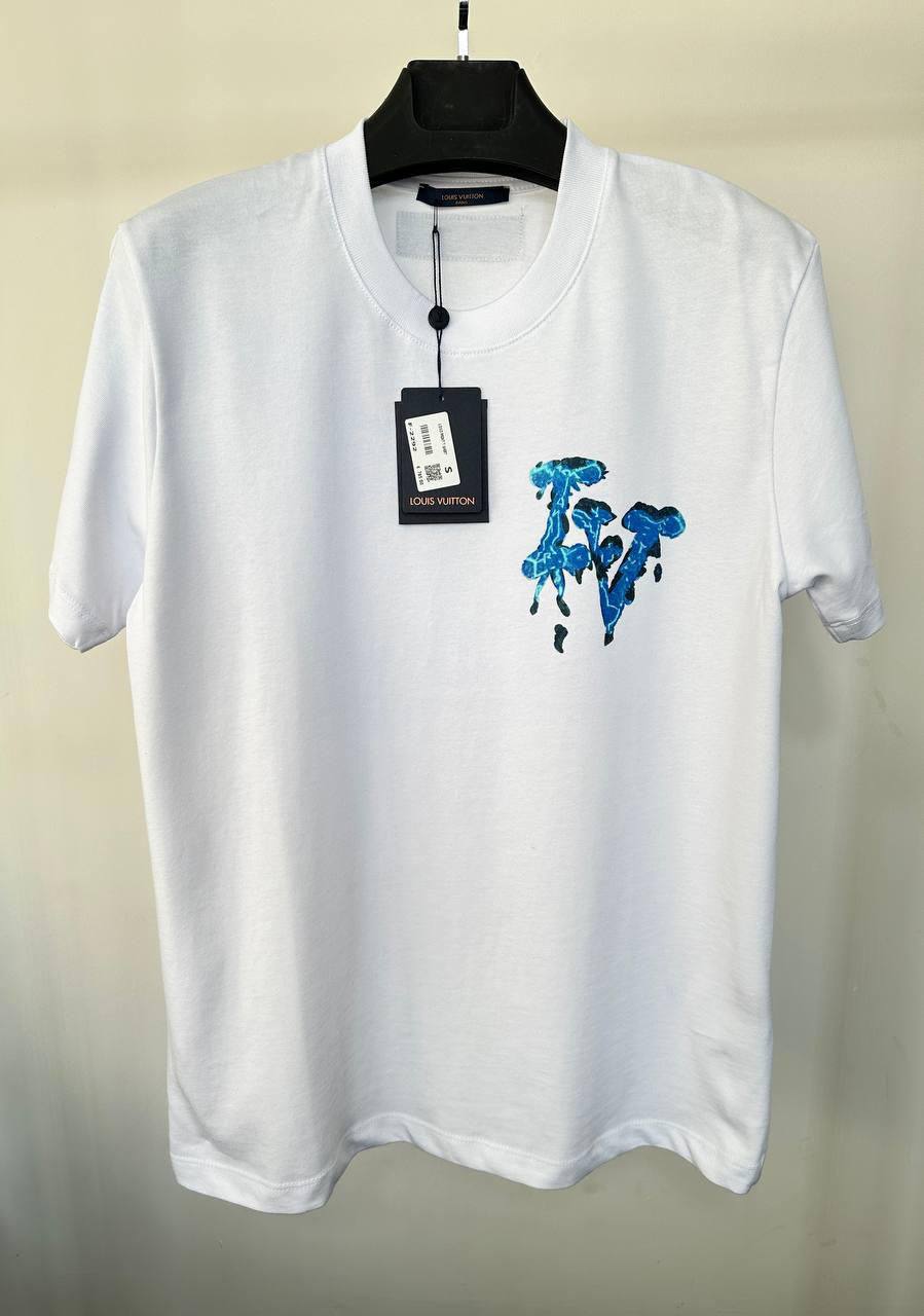 Louis Vuitton Acrylic Logo T-Shirt Mens in 2 Colors Best Sale UK Reps AAA Quality