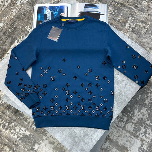 Louis Vuitton Monogram Gradient Crewneck Jumper Blue UK Reps Superclone Quality