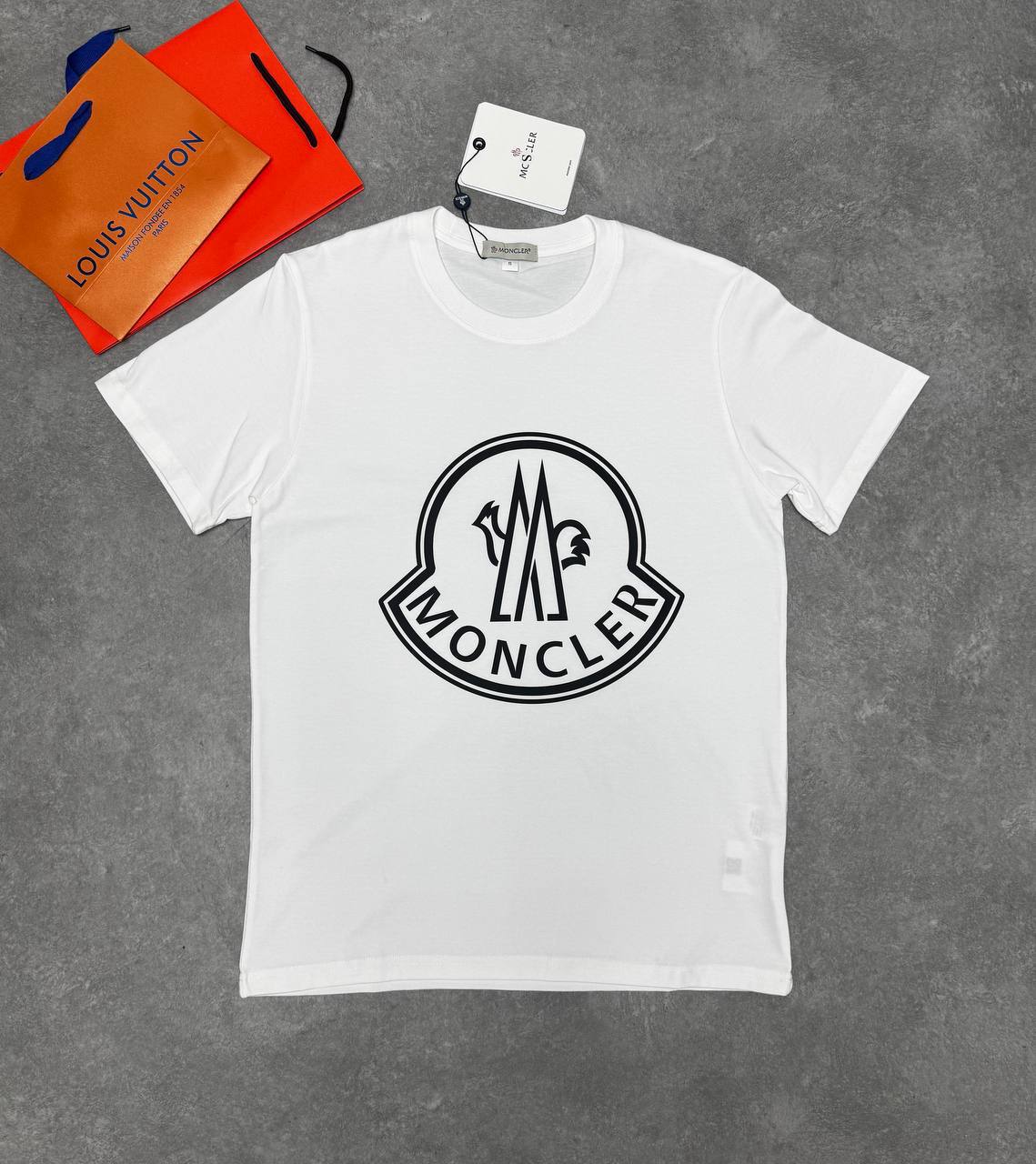 Moncler Overlapping Logo Print Short Sleeves T-Shirts in 2 Colors Mens UK Reps AAA Quality