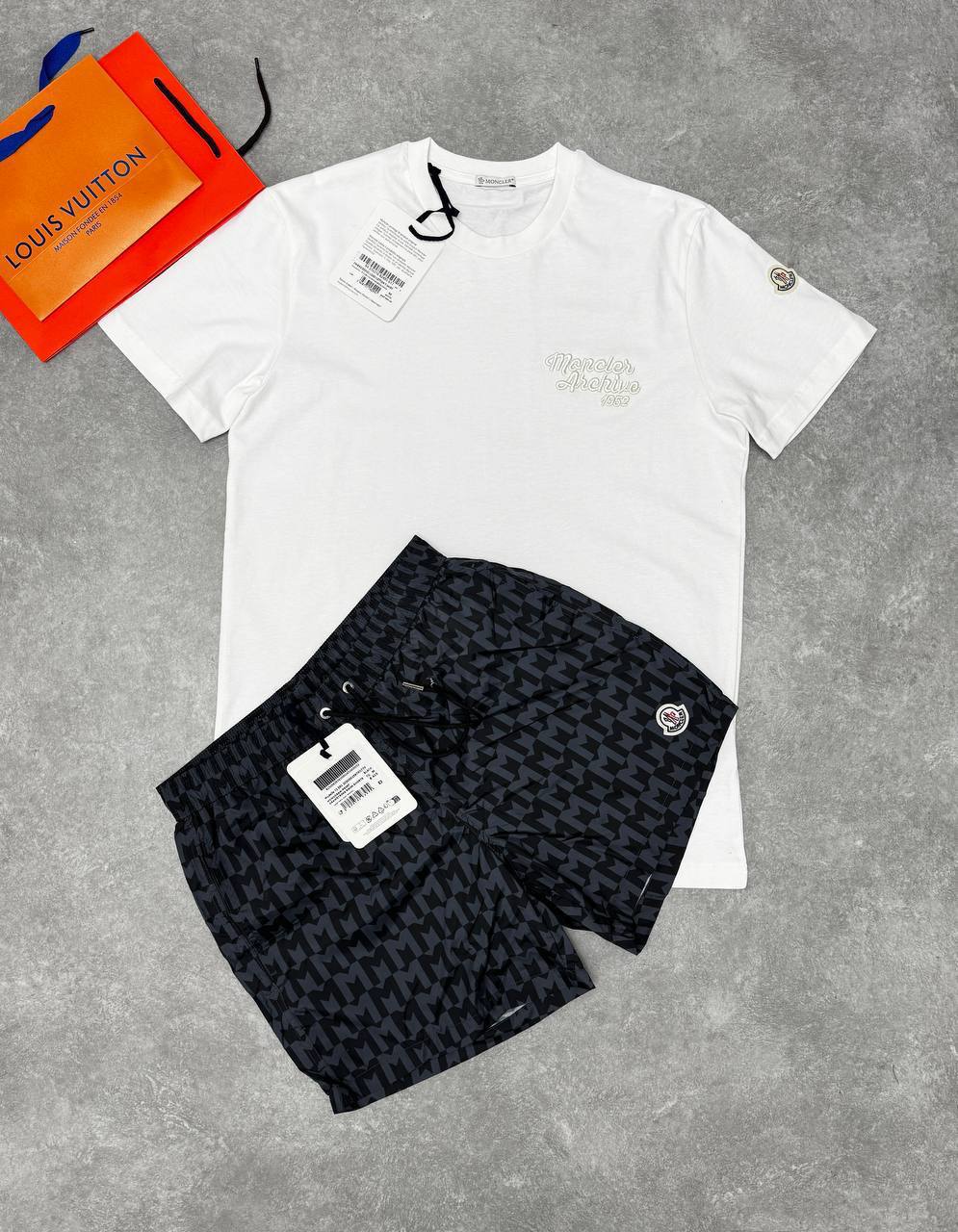 Moncler Logo-Embroidered Cotton T-shirts & Shorts Set in Multiple Colors Mens UK Reps AAA Quality