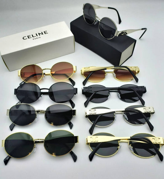 Celine Unisex Metal Retro Chic Polarized Oval Sunglasses in Multiple Colors UK Reps AAA Quality