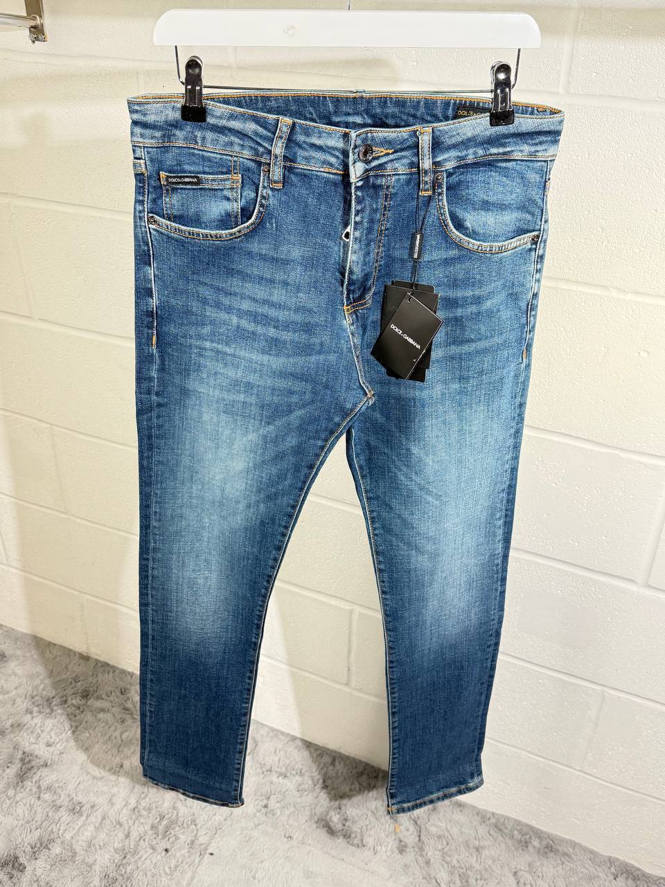 Dolce & Gabbana D&G Mens Jeans Modern Slim Fit in Blue Best Sale UK Reps AAA Quality