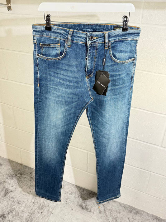 Dolce & Gabbana D&G Mens Jeans Modern Slim Fit in Blue Best Sale UK Reps AAA Quality