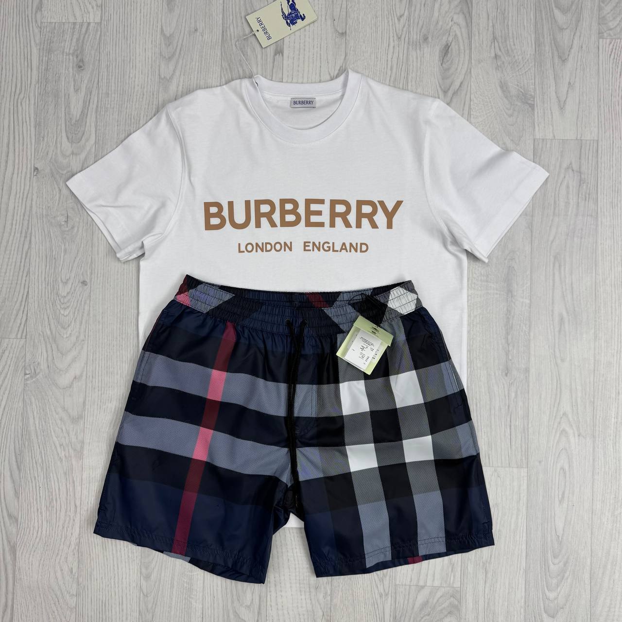 Burberry Shotover Logo Print T Shirt & Shorts Set Mens in Multiple Colors UK Reps AAA Quality