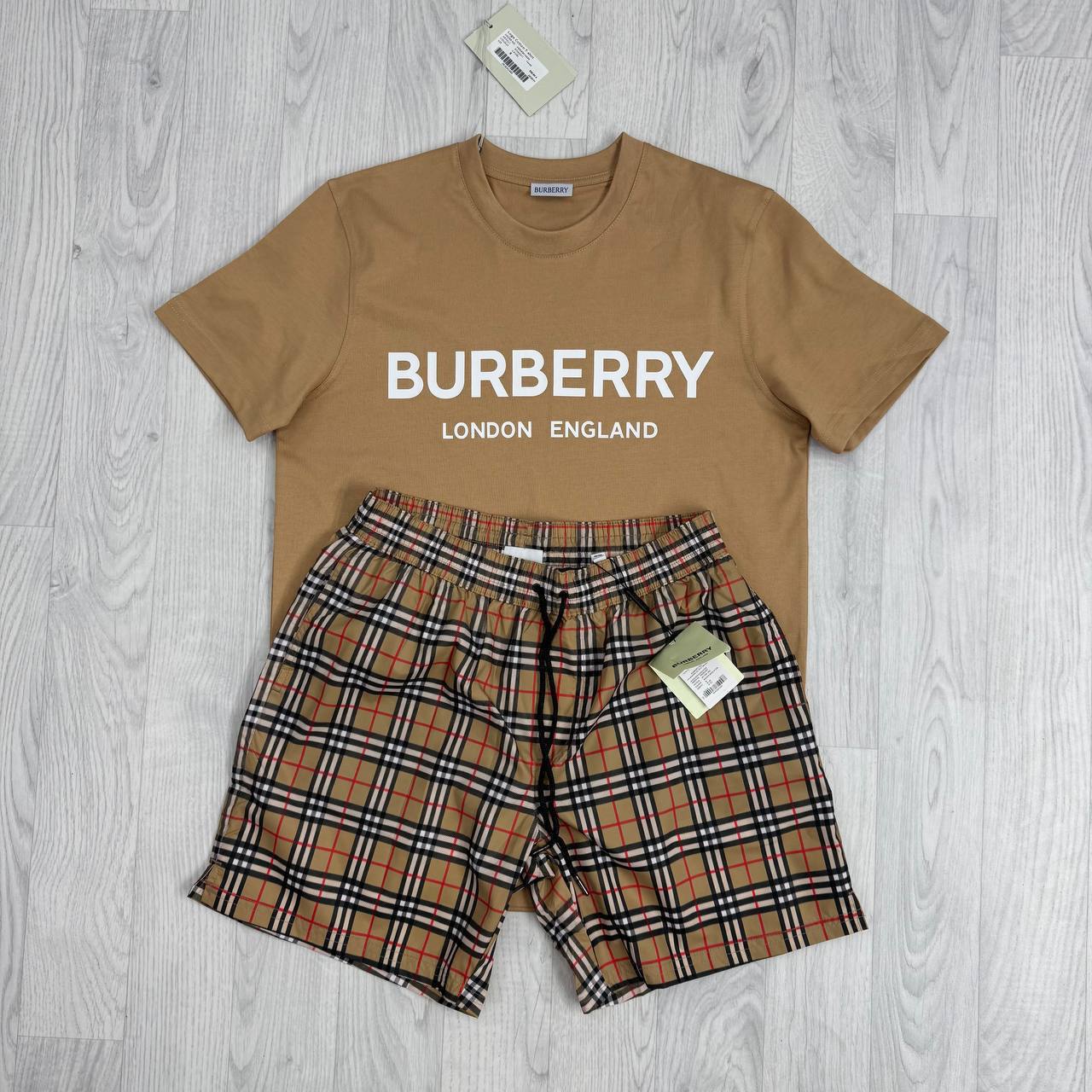 Burberry Shotover Logo Print T Shirt & Shorts Set Mens in Multiple Colors UK Reps AAA Quality