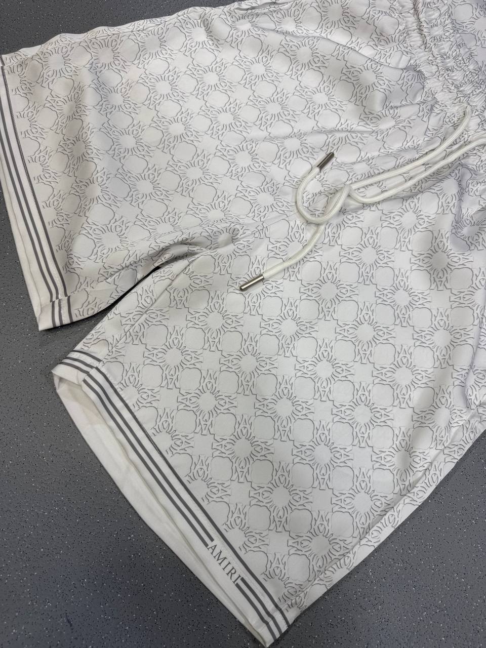 Amiri Mens Fashion Loose Allover Print Shirt & Shorts Set in Beige Color UK Reps AAA Quality