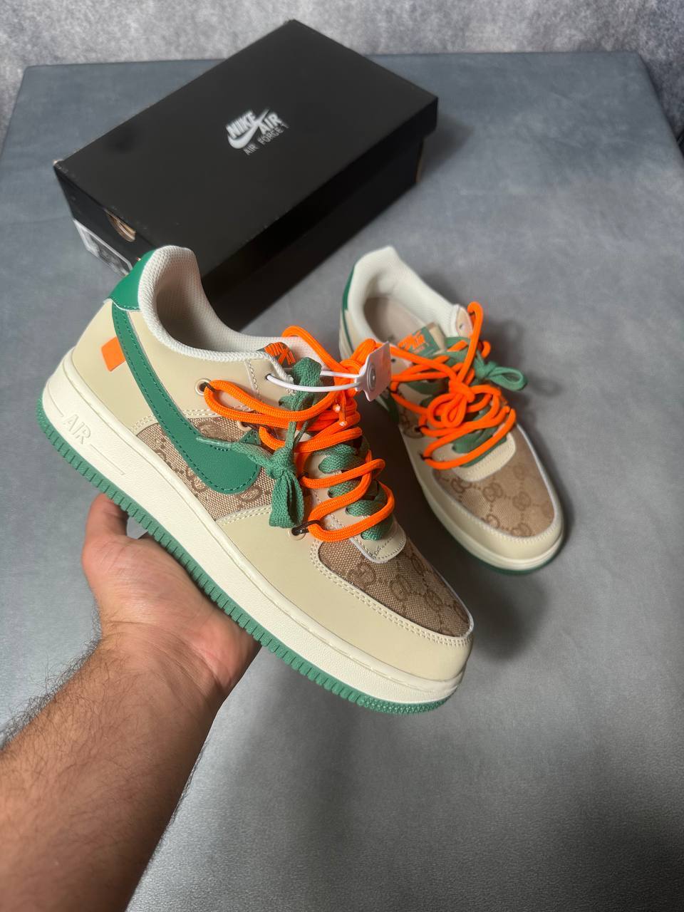 Nike Air Force 1 X Gucci Sneakers Beige, Green Mens Best Sale UK Reps AAA Quality