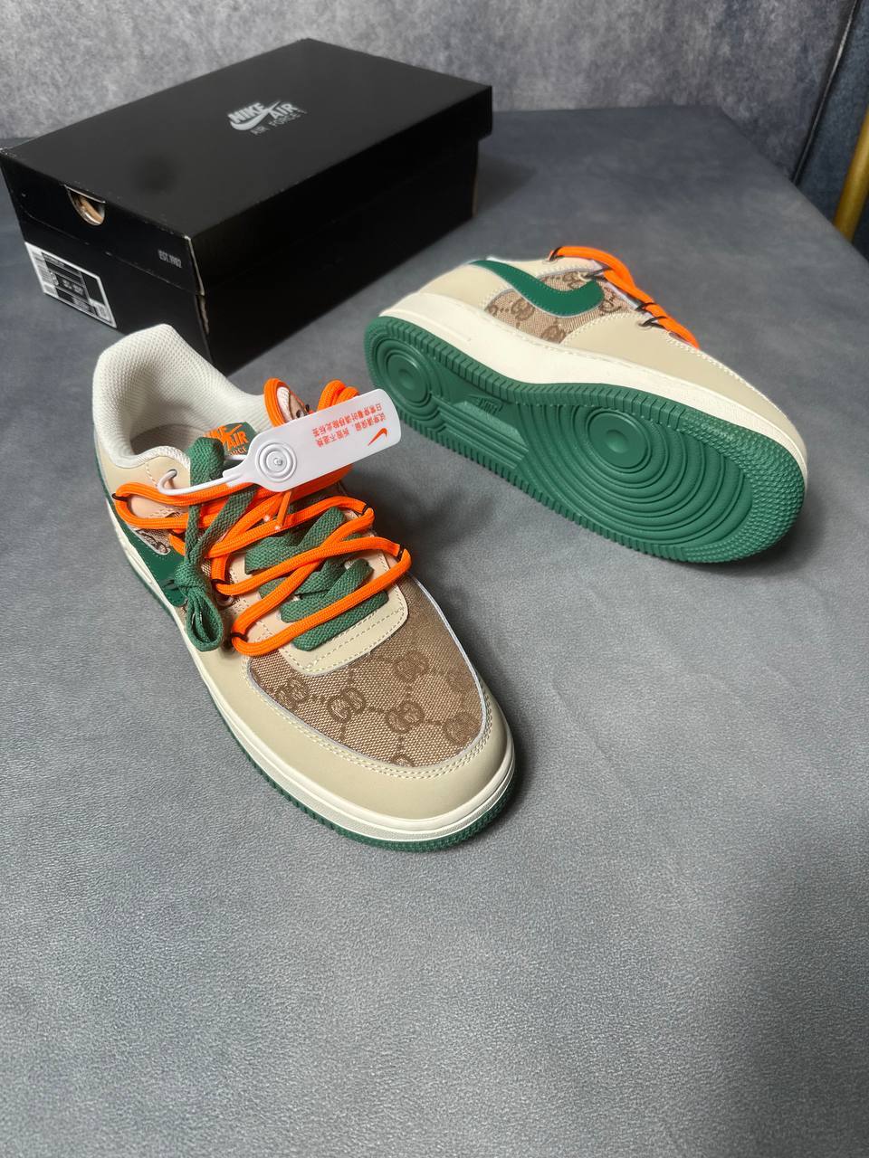 Nike Air Force 1 X Gucci Sneakers Beige, Green Mens Best Sale UK Reps AAA Quality