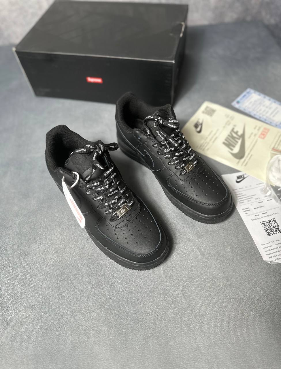 Nike Air Force 1 X Supreme in Black Mens Shoes Best Sale UK Reps AAA Quality