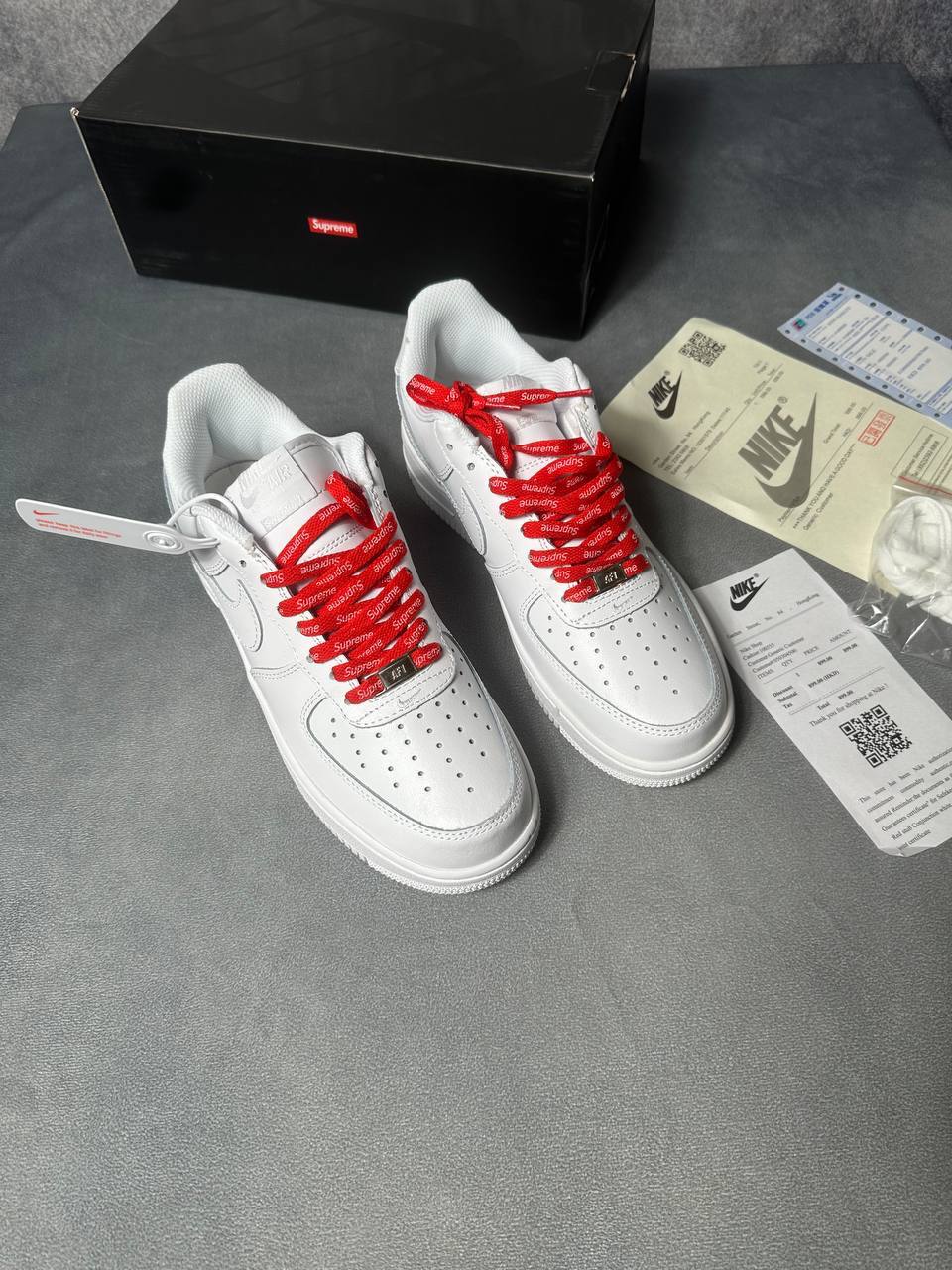 Nike Air Force 1 X Supreme in White Mens Shoes Best Sale UK Reps AAA Quality