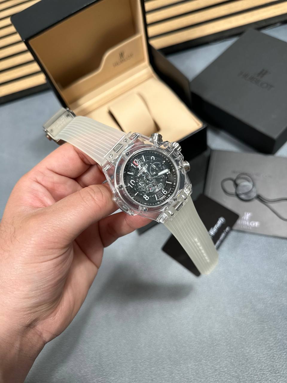 Hublot Big Bang Unico Sapphire Matte Black Dial with Rubber Strap Mens Wattch UK Reps AAA Quality