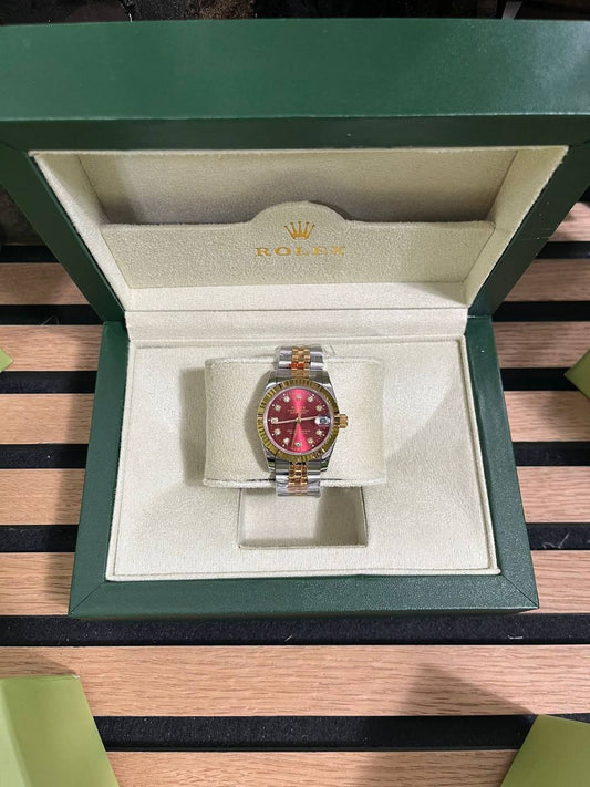 Rolex Datejust with Factory Red Vignette Dial Two Tone Womens Watch UK Reps AAA Quality