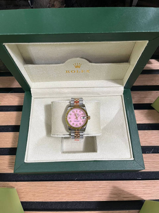 Rolex Datejust Pink Coral Stone Diamond Watch Two Tone Womens UK Reps AAA Quality