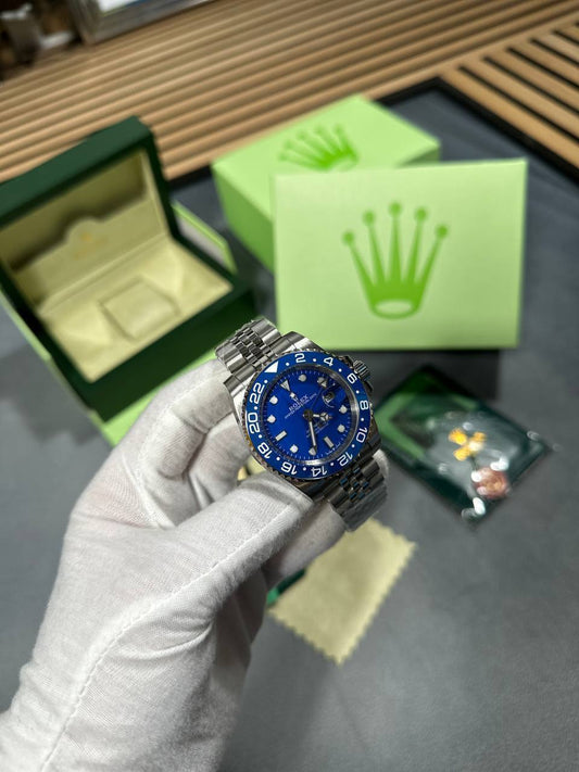 Rolex GMT Master II Navy Blue Dial Silver Jubilee Bracelet Mens Watch Best Sale UK Reps AAA Quality