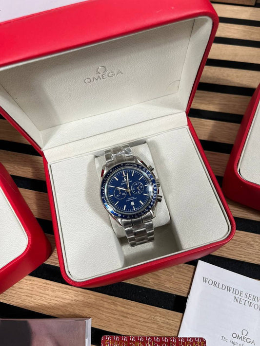 Omega Seamaster Planet Ocean Chronograph Mens Watch Blue Dial UK Reps AAA Quality