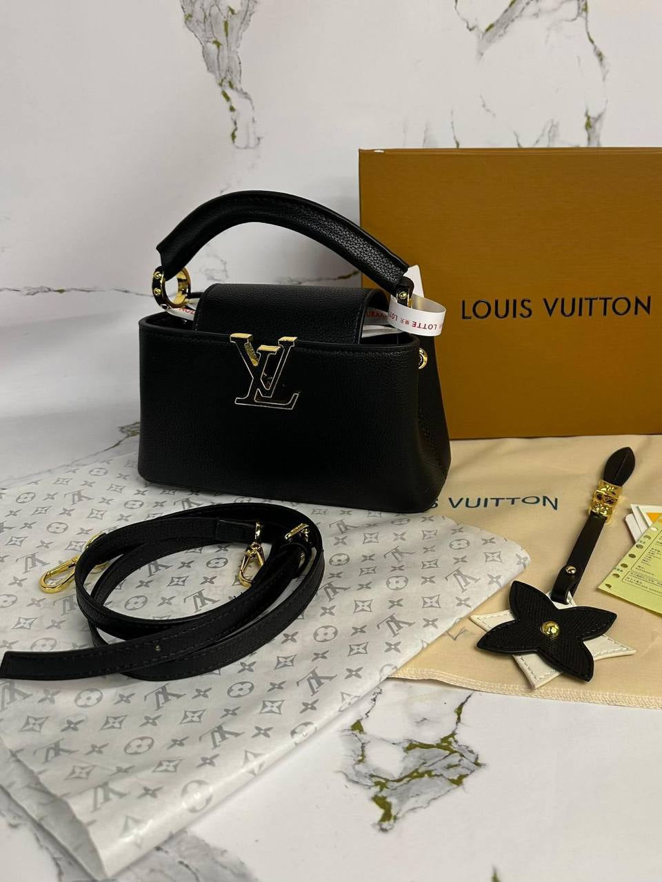 Louis Vuitton Capucines Taurillon Leather Bags Womens Black UK Reps AAA Quality