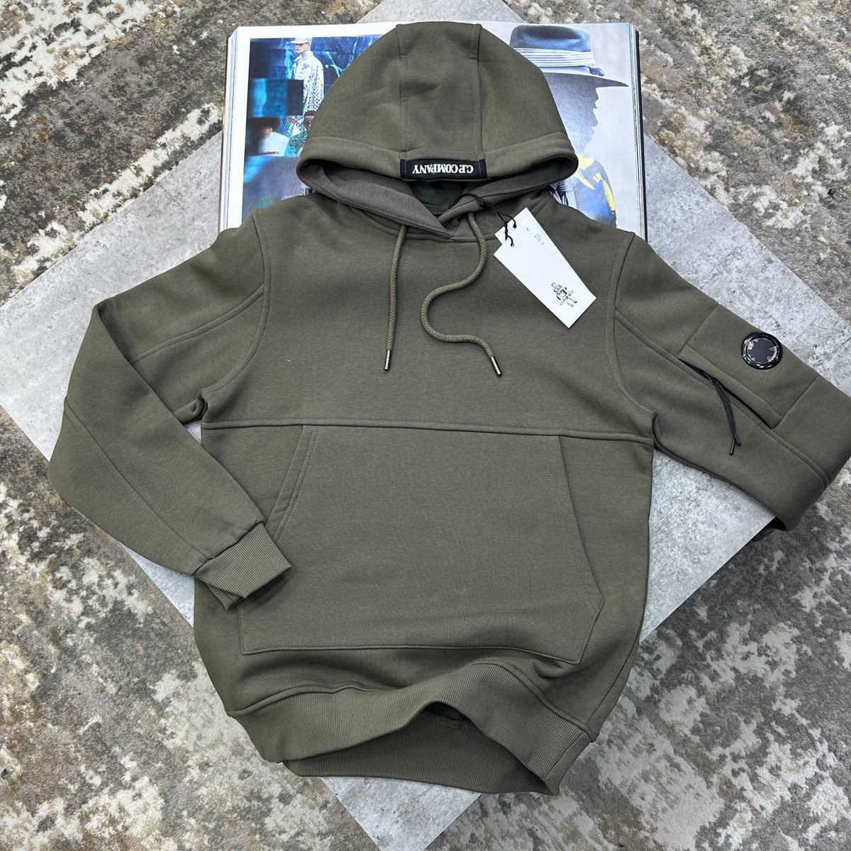 C.P. Company Diagonal Raised Hoodie Olive Green Mens UK Reps Superclone Quality