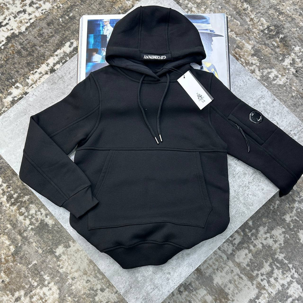 C.P. Company Diagonal Raised Hoodie Classic Black Mens UK Reps Superclone Quality