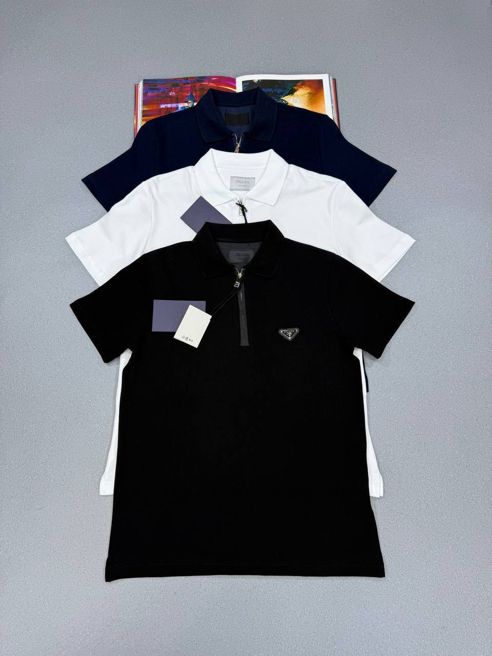 Prada Quarter-Zip Polo Shirts Mens in Multiple Colors UK Reps AAA Quality