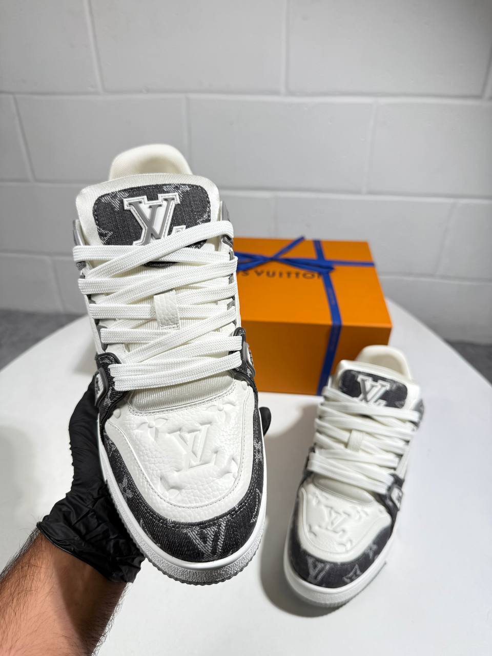 Louis Vuitton LV Grey Denim Trainers Trend Men's Lightweight Running UK Reps AAA Quality