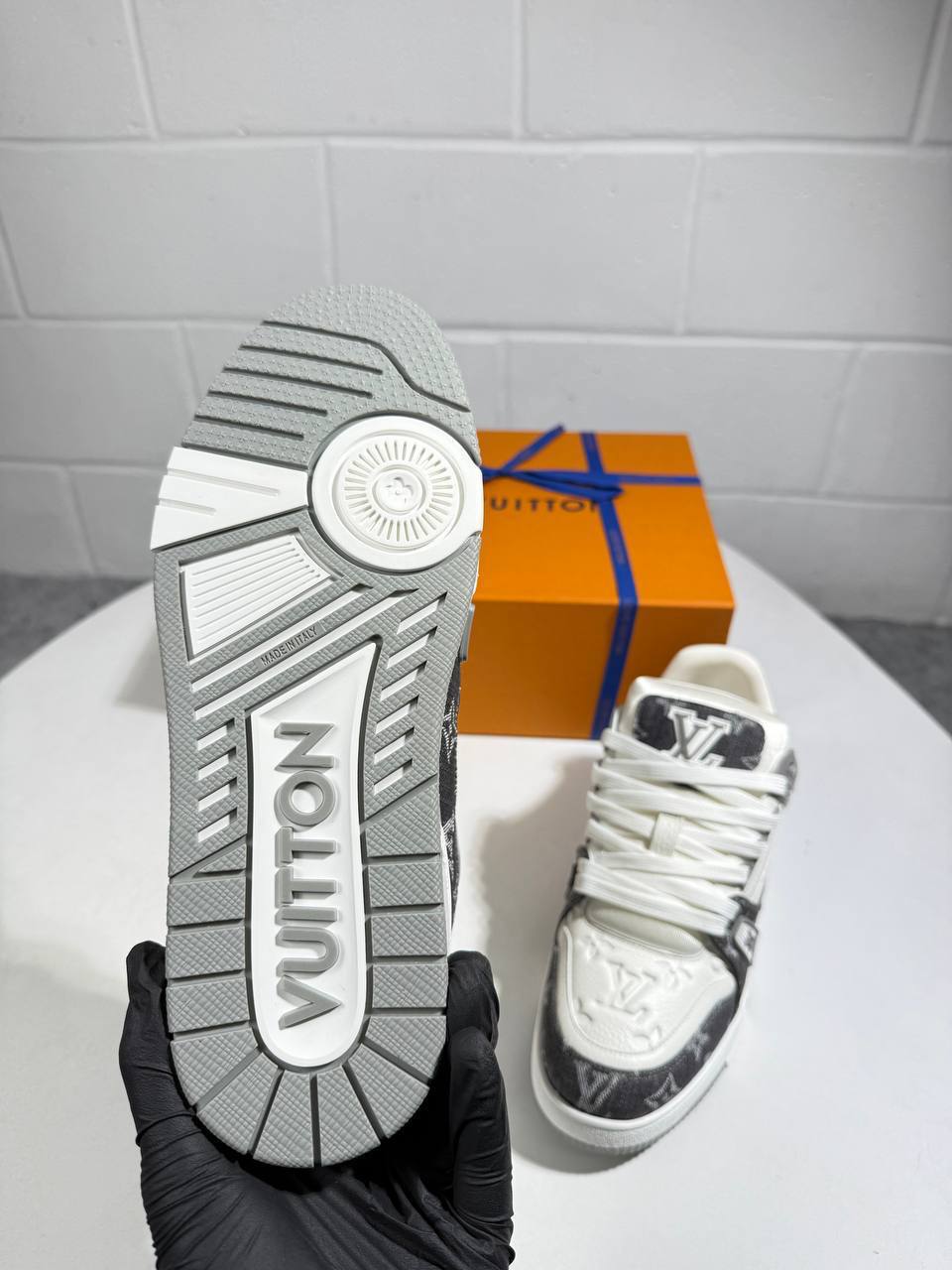 Louis Vuitton LV Grey Denim Trainers Trend Men's Lightweight Running UK Reps AAA Quality