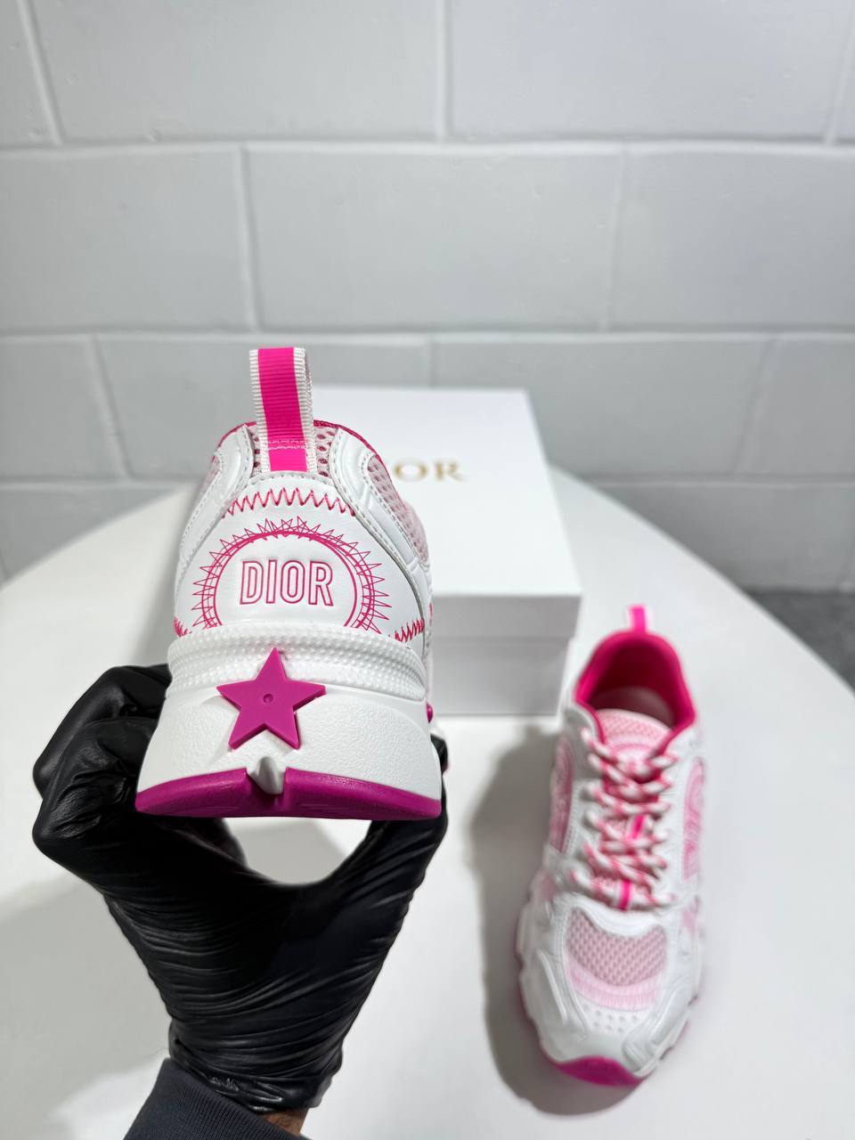 Christian Dior Chrono Sneaker Mesh in Hot Pink Womens UK Reps AAA Quality