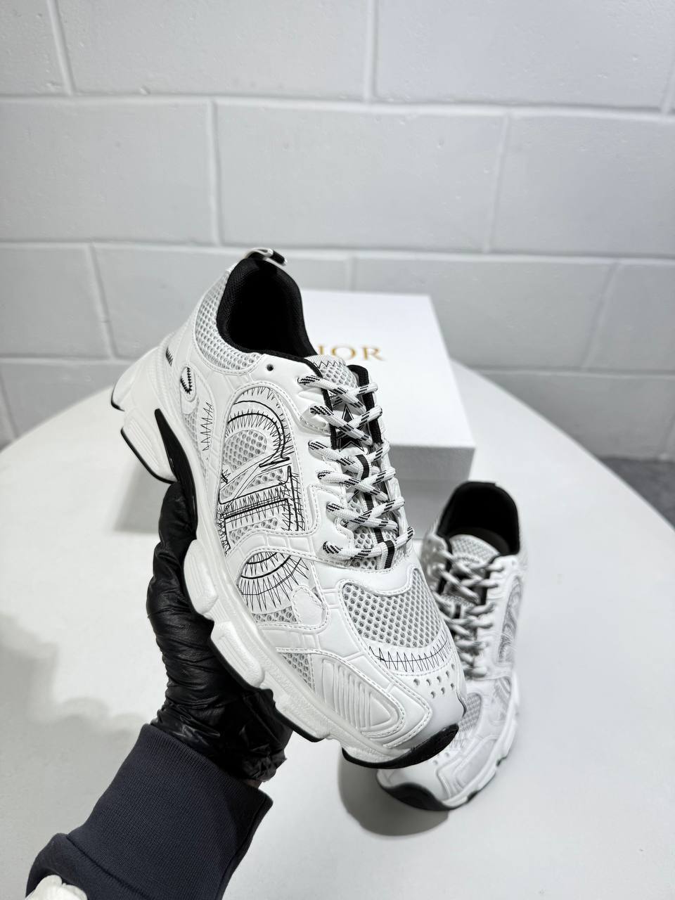 Christian Dior Chrono Sneaker Mesh in Black and White Womens UK Reps AAA Quality