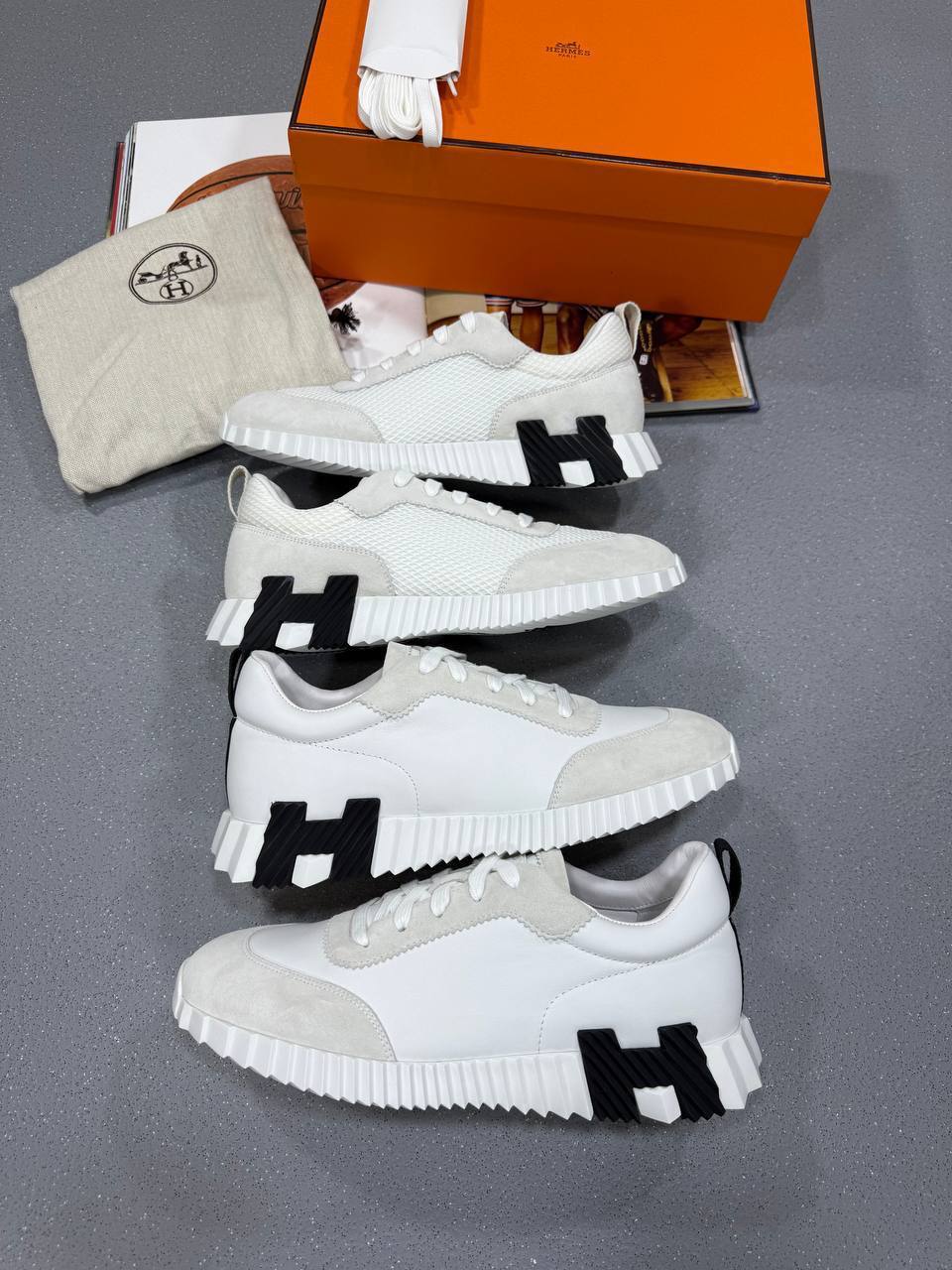 Hermes Bouncing Sneaker Mesh 'White' Men's UK Reps AAA Quality