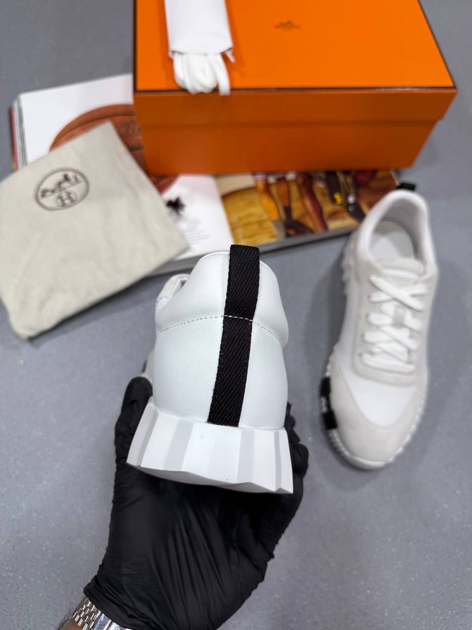 Hermes Bouncing Sneaker Mesh 'White' Men's UK Reps AAA Quality