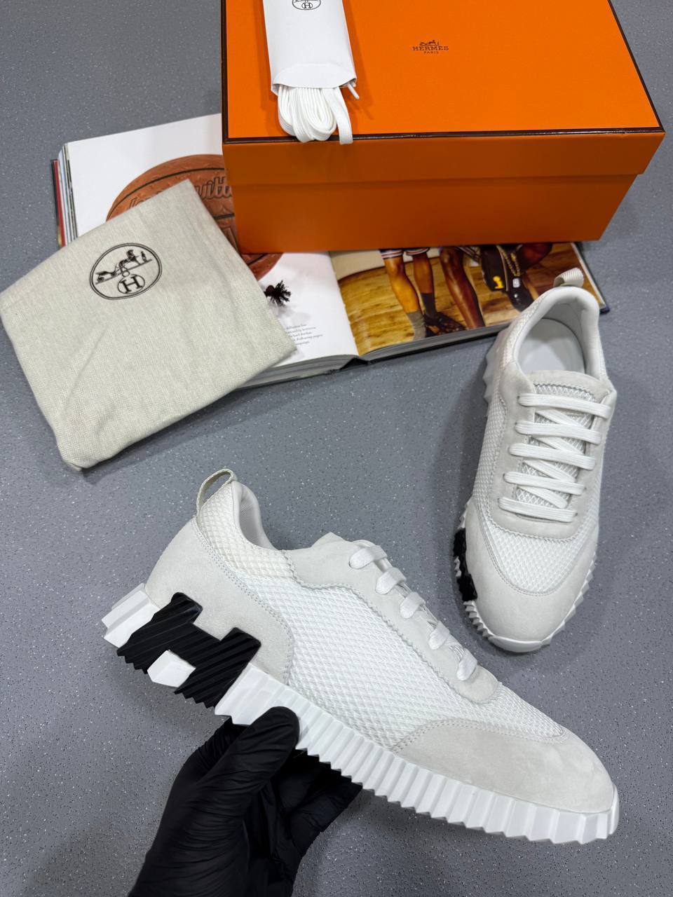 Hermes Bouncing Sneaker Mesh 'White' Men's UK Reps AAA Quality