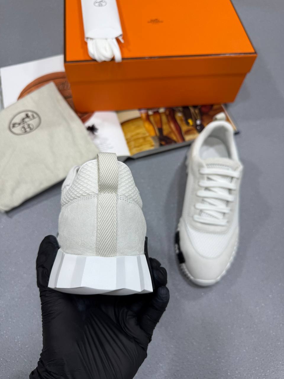 Hermes Bouncing Sneaker Mesh 'White' Men's UK Reps AAA Quality