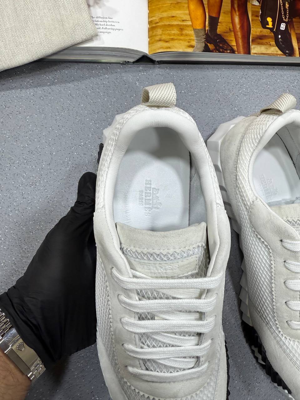 Hermes Bouncing Sneaker Mesh 'White' Men's UK Reps AAA Quality