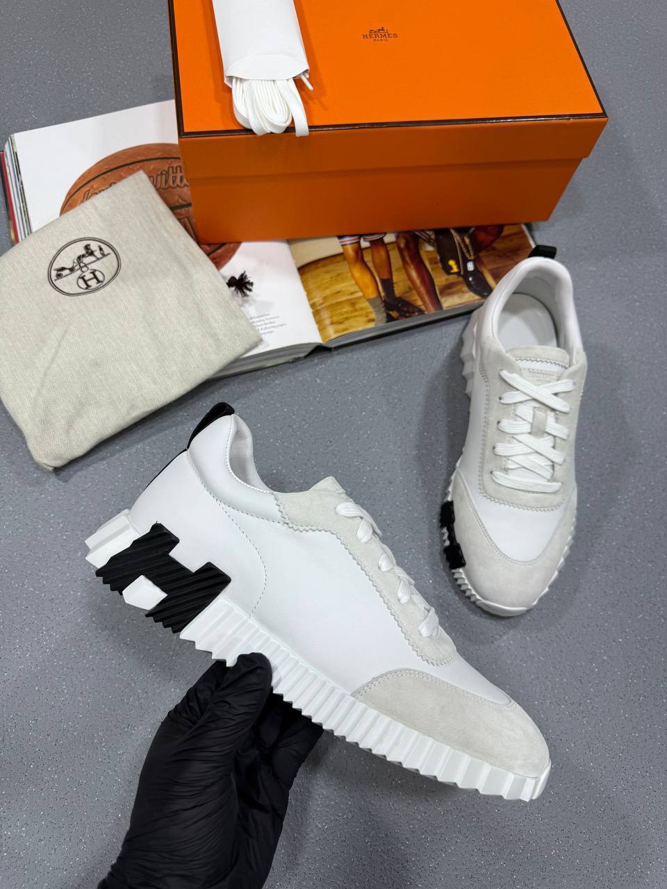 Hermes Bouncing Sneaker Mesh 'White' Men's UK Reps AAA Quality