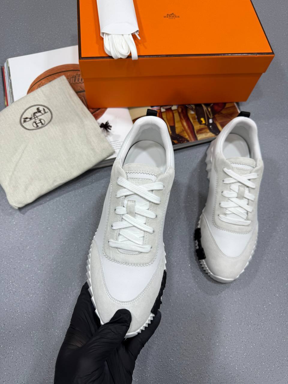 Hermes Bouncing Sneaker Mesh 'White' Men's UK Reps AAA Quality