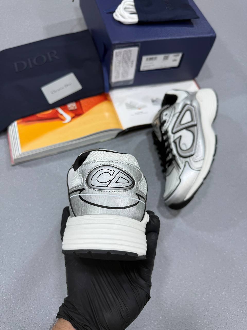 DIOR B30 Countdown White Metallic Technical Trainers Mens UK Reps AAA Quality