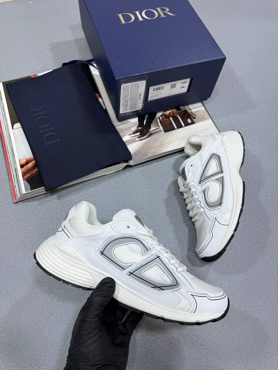DIOR B30 Countdown Trainers Mens White Mesh Technical Fabric UK Reps AAA Quality