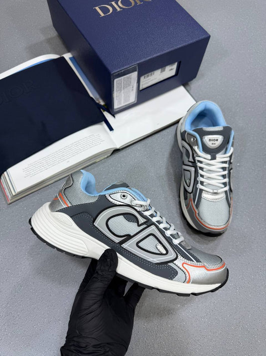 DIOR B30 Countdown Trainers Mens Grey Silver Technical Fabric UK Reps AAA Quality