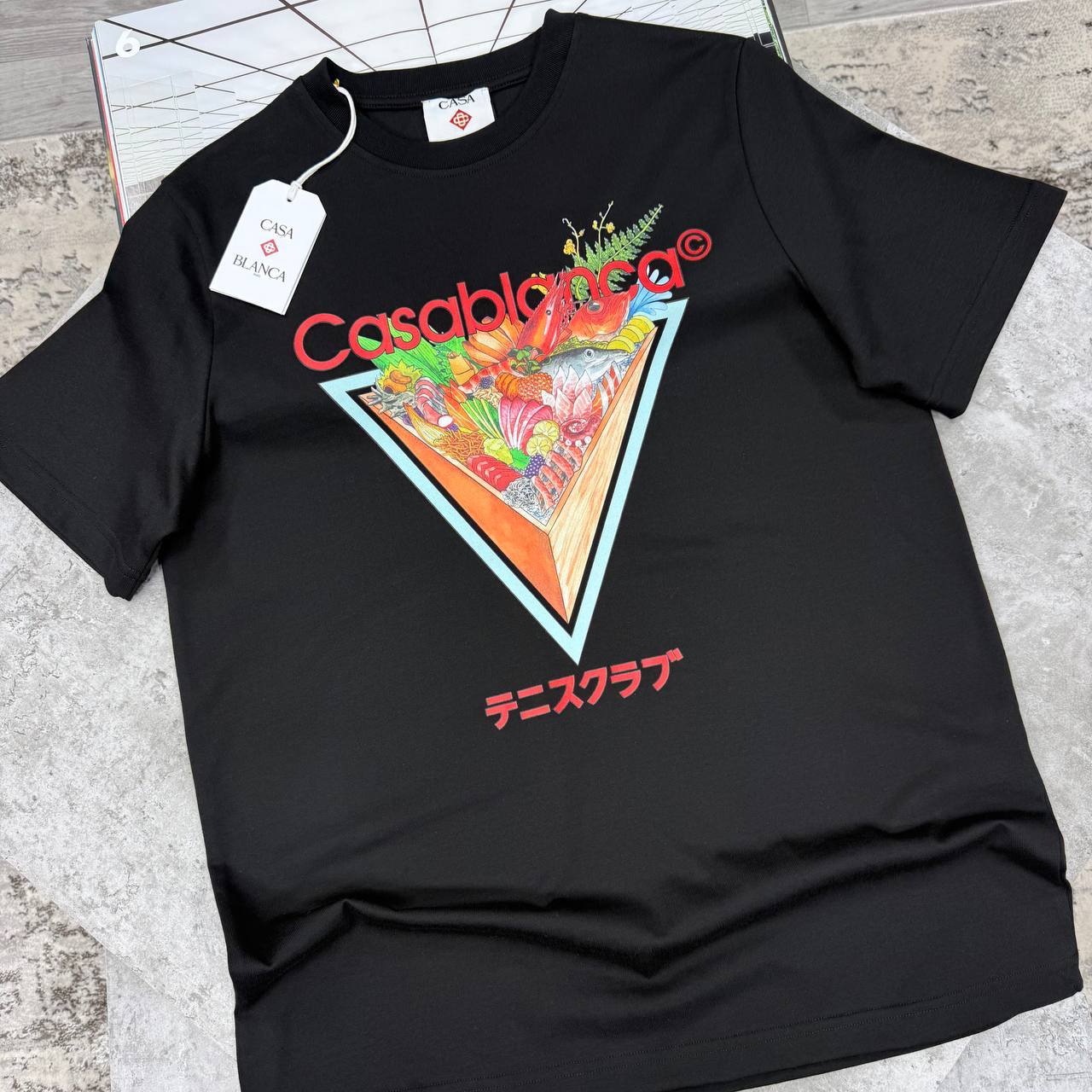 Casablanca Tennis Club Triangle-Print Graphic Mens T-Shirts in 2 Colors Best Sale UK Reps AAA Quality