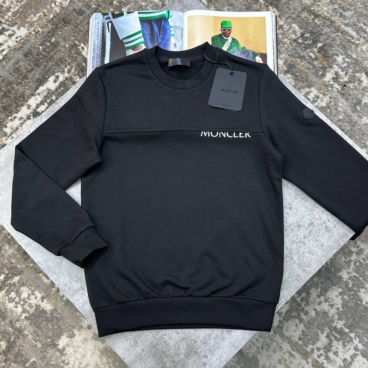 Moncler Logo Cotton Jumpers Men Black UK Reps Superclone Quality