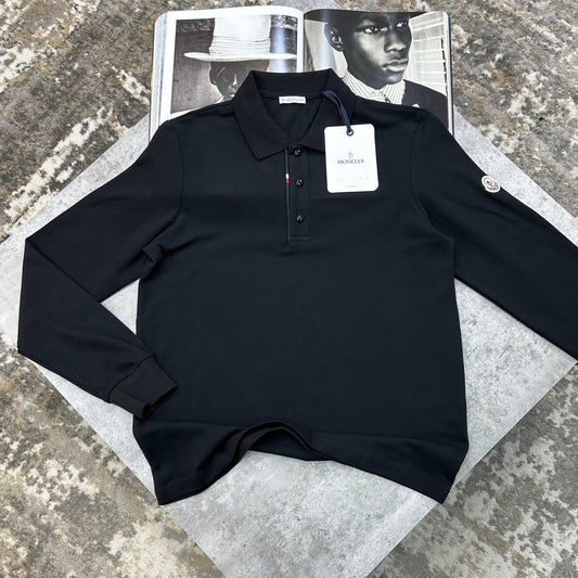 Moncler Tricolor Accent Polo Shirt Long-Sleeve Men UK Reps Superclone Quality