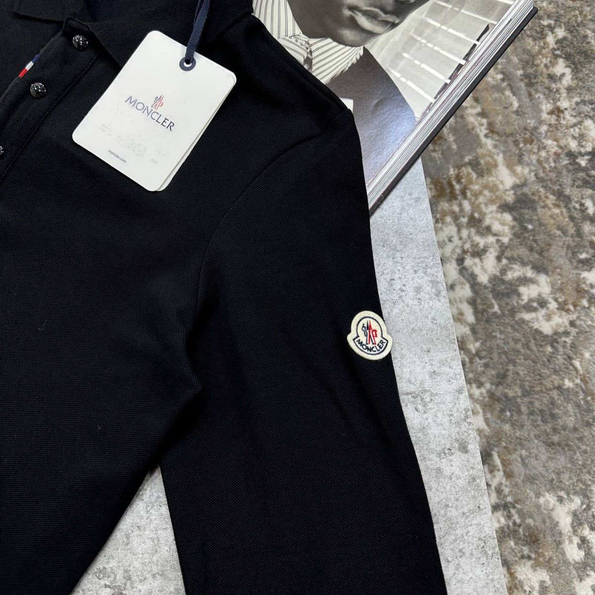 Moncler Tricolor Accent Polo Shirt Long-Sleeve Men UK Reps Superclone Quality