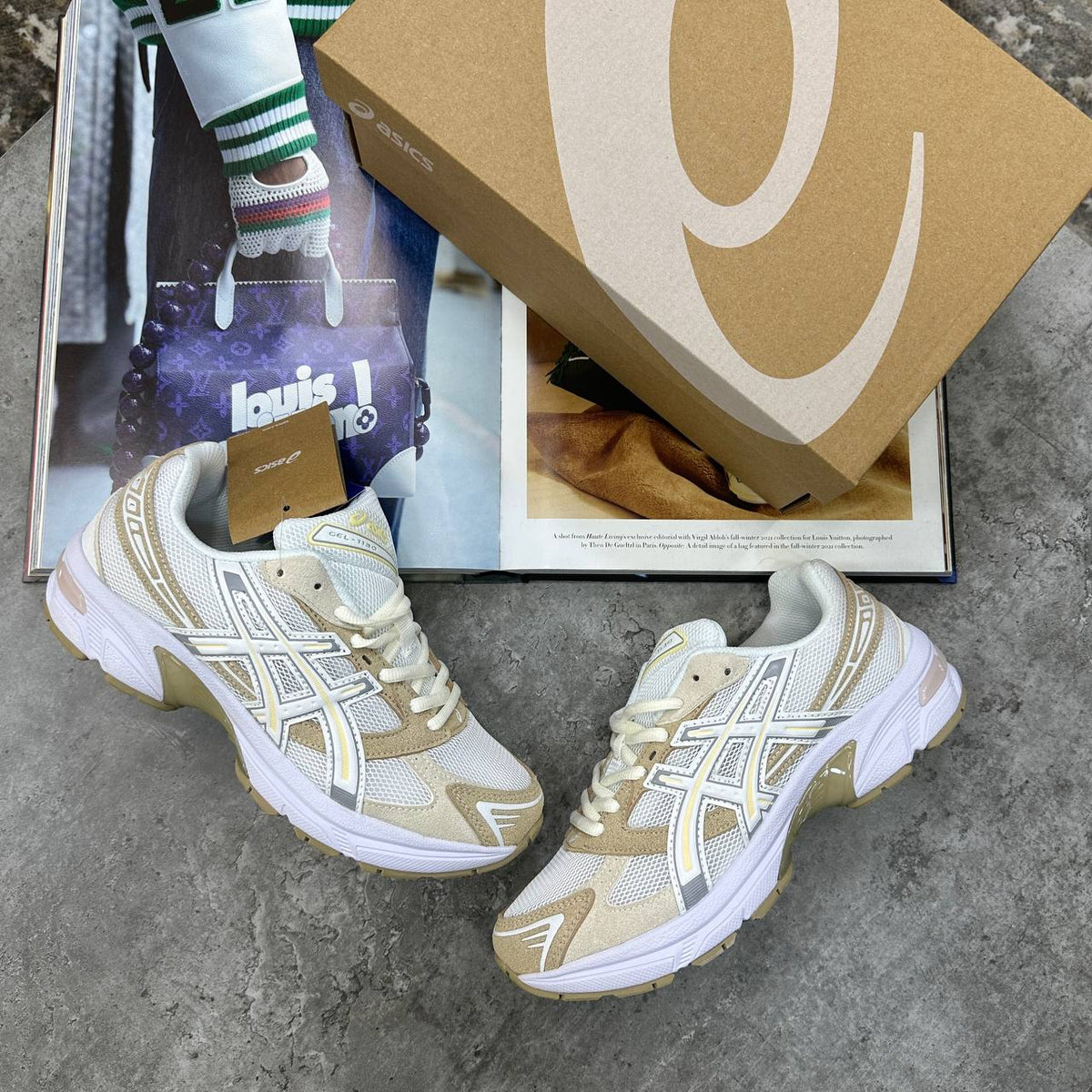 Asics Gel-1130 Cream and Beige Womens Trainers UK Reps Superclone Quality