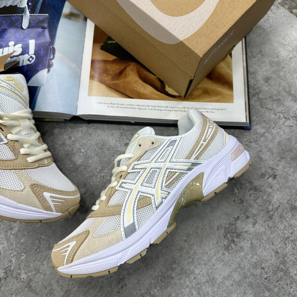 Asics Gel-1130 Cream and Beige Womens Trainers UK Reps Superclone Quality