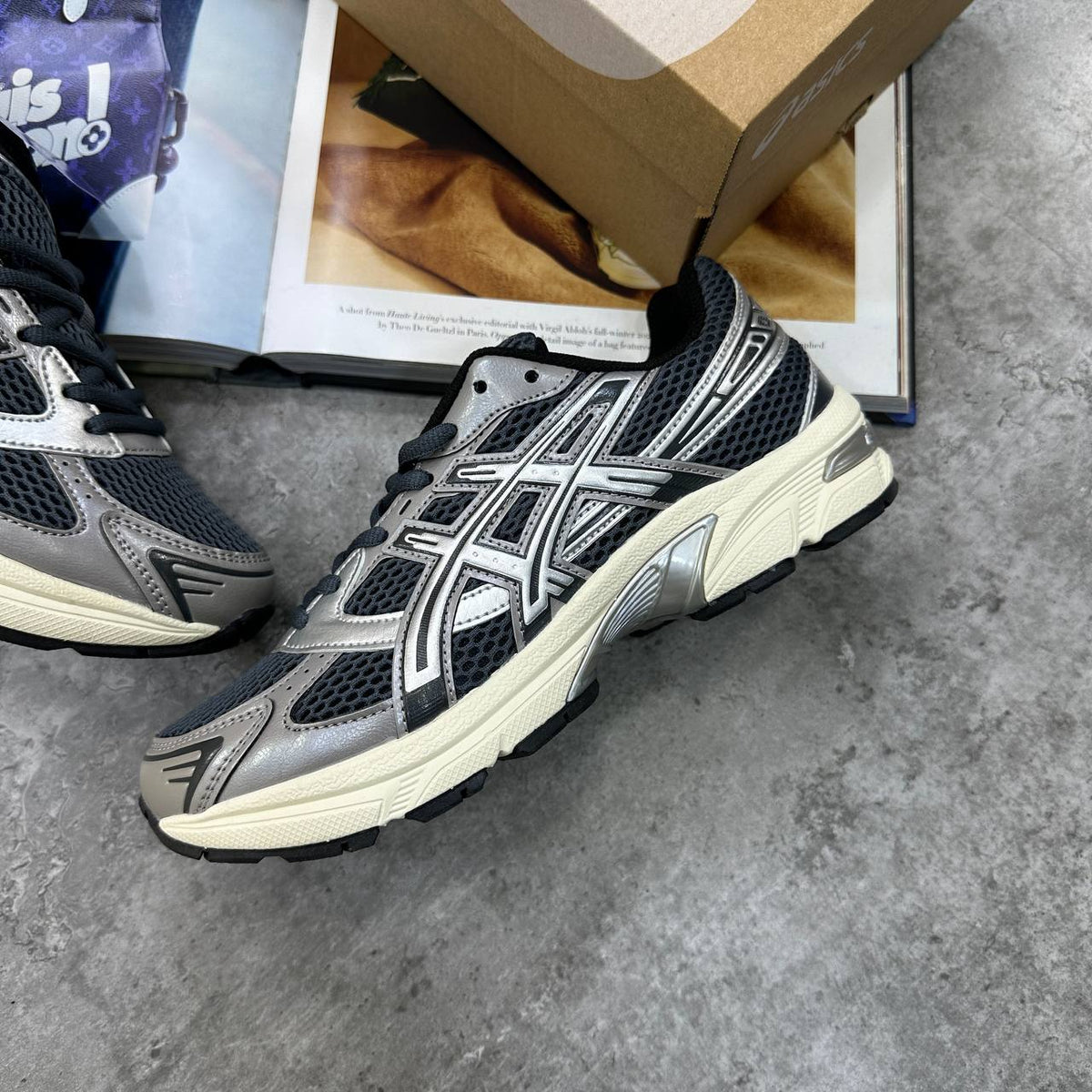 Asics Gel-1130 Steel Grey / Black Womens Trainers UK Reps Superclone Quality