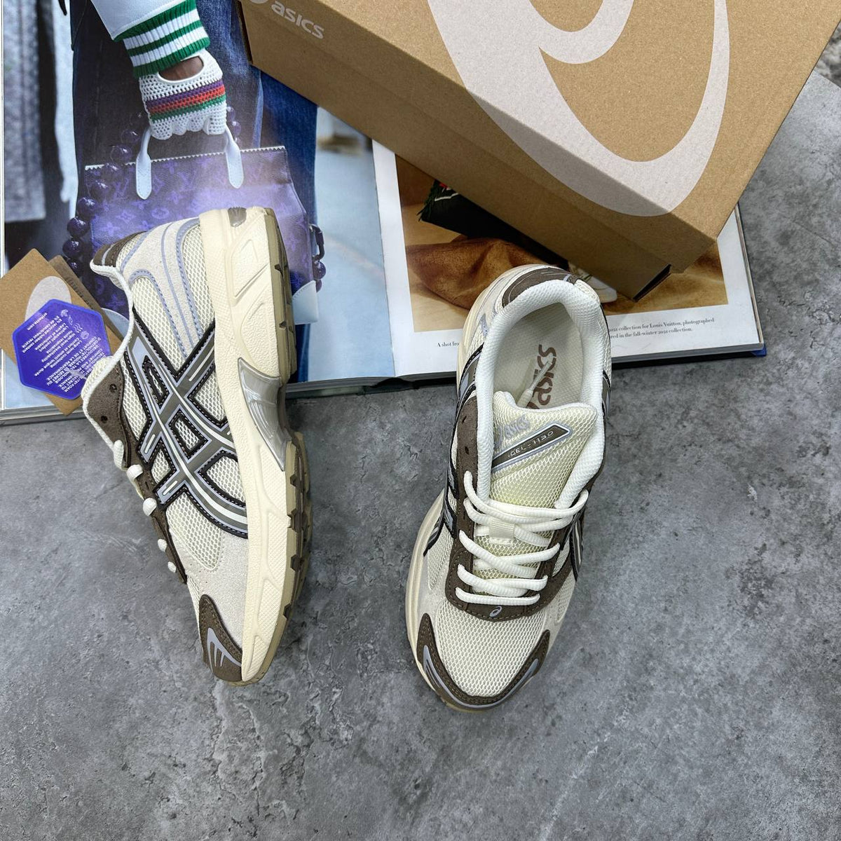 Asics Gel-1130 Cream / Cocoa Powder Womens Trainers UK Reps Superclone Quality