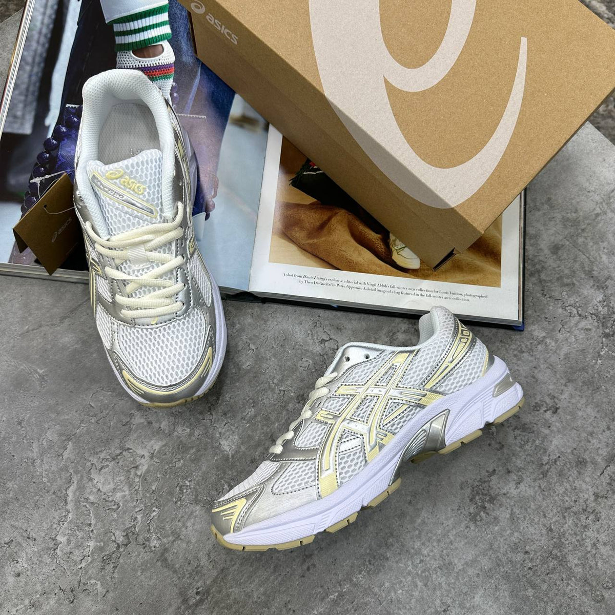 Asics Gel-1130 Cream / Pure Silver Womens Trainers UK Reps Superclone Quality