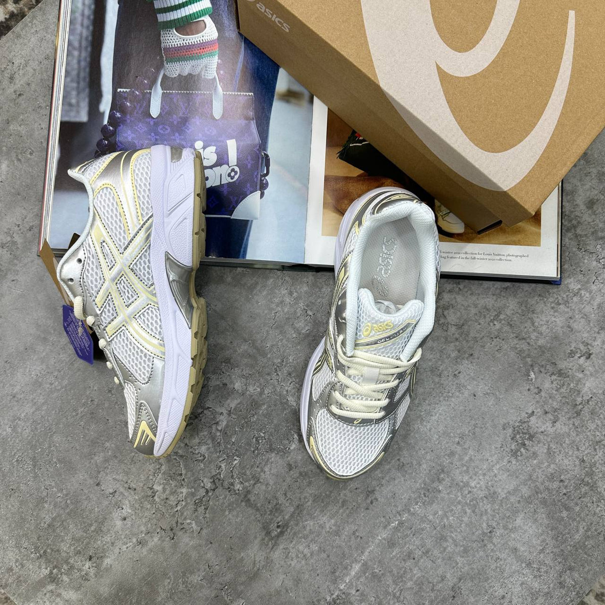 Asics Gel-1130 Cream / Pure Silver Womens Trainers UK Reps Superclone Quality