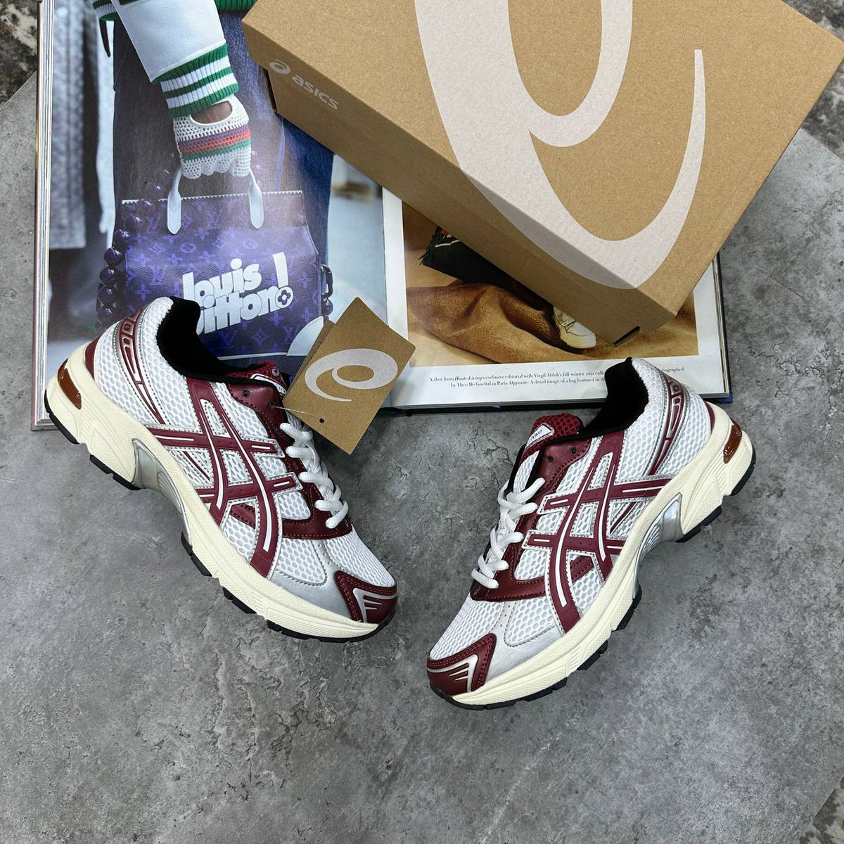 Asics Gel-1130 White / Maroon Banner Womens Trainers UK Reps Superclone Quality